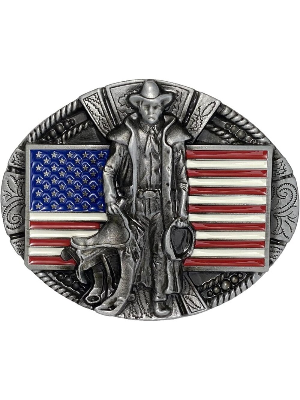 Unisex American Flag Cowboy Vintage Rodeo Belt Buckle Costume Gift Accessory
